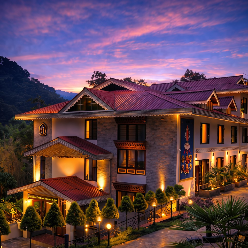 Beautiful view of kunden fortune resort at night.